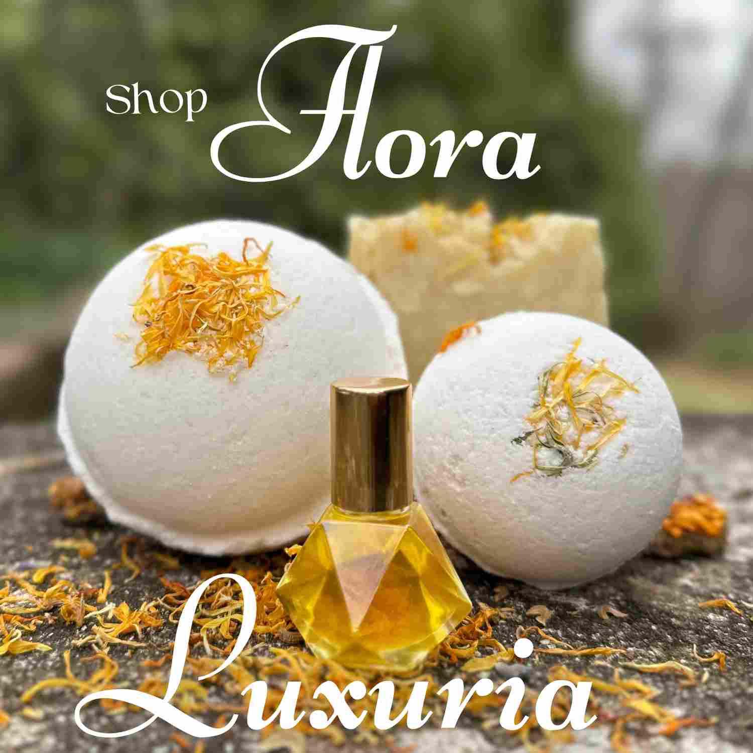 Shop the entire Flora Luxuria Collection, Bath Bombs, Perfume and Shea Hair and Body Bar