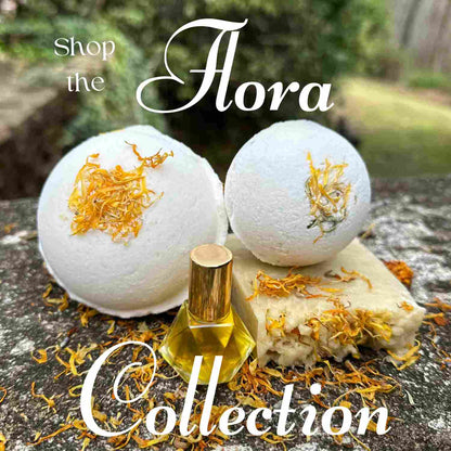 Shop the entire Flora Luxuria Collection, Bath Bombs, Perfume and Shea Hair and Body Bar