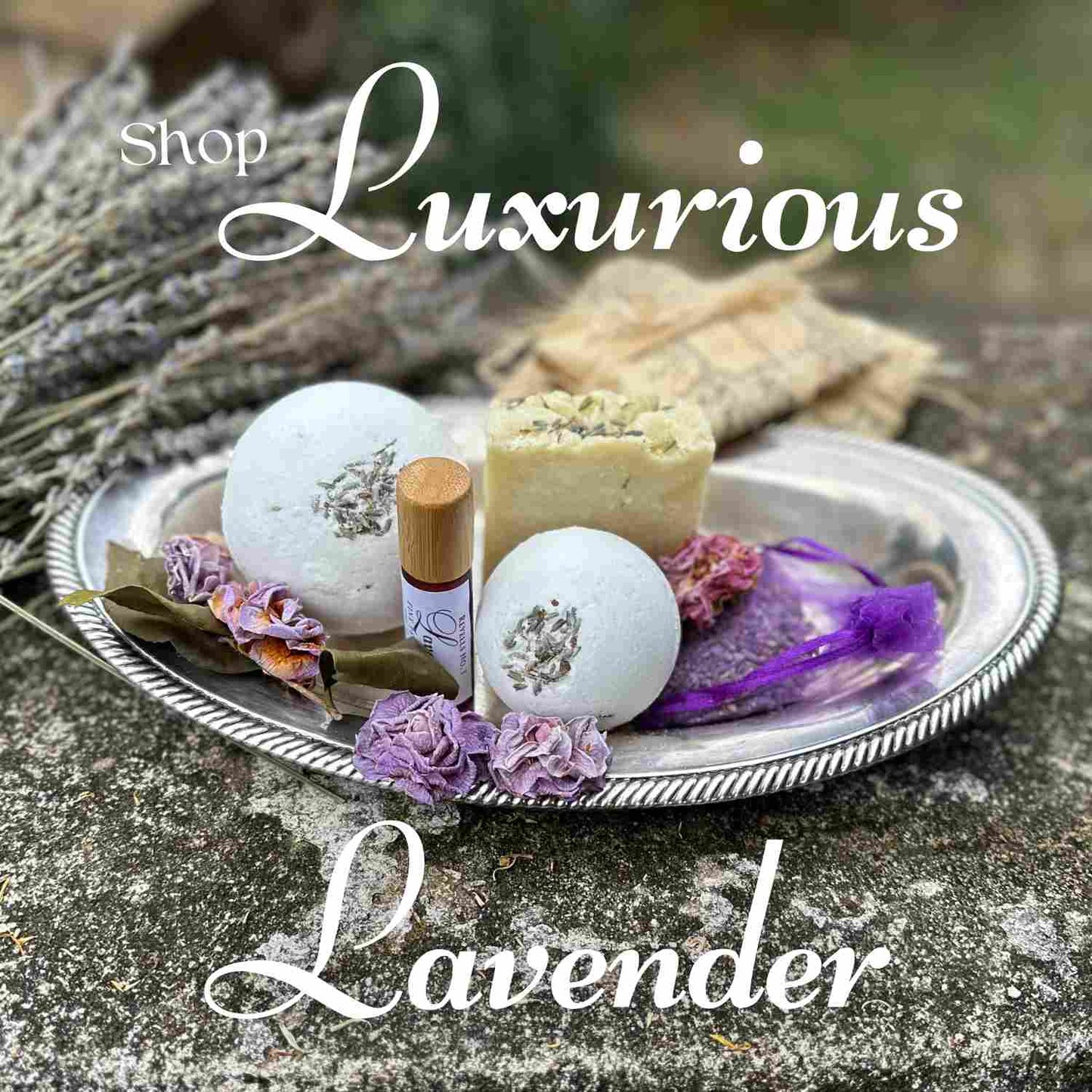 Shop the Entire Luxurious Lavender Collection, Bath bombs, sachets, shea soaps and perfume oil