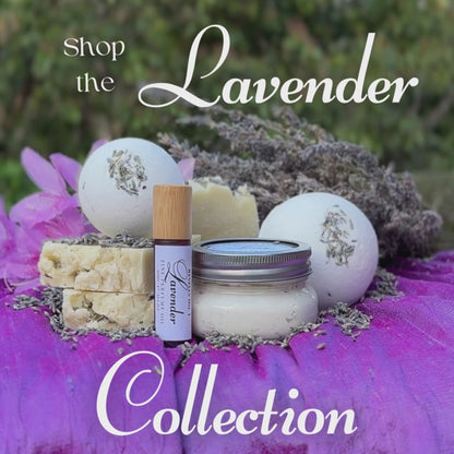 Shop the entire Luxurious Lavender Collection: bath bombs, shea soap, sachets, body butter and perfume oil